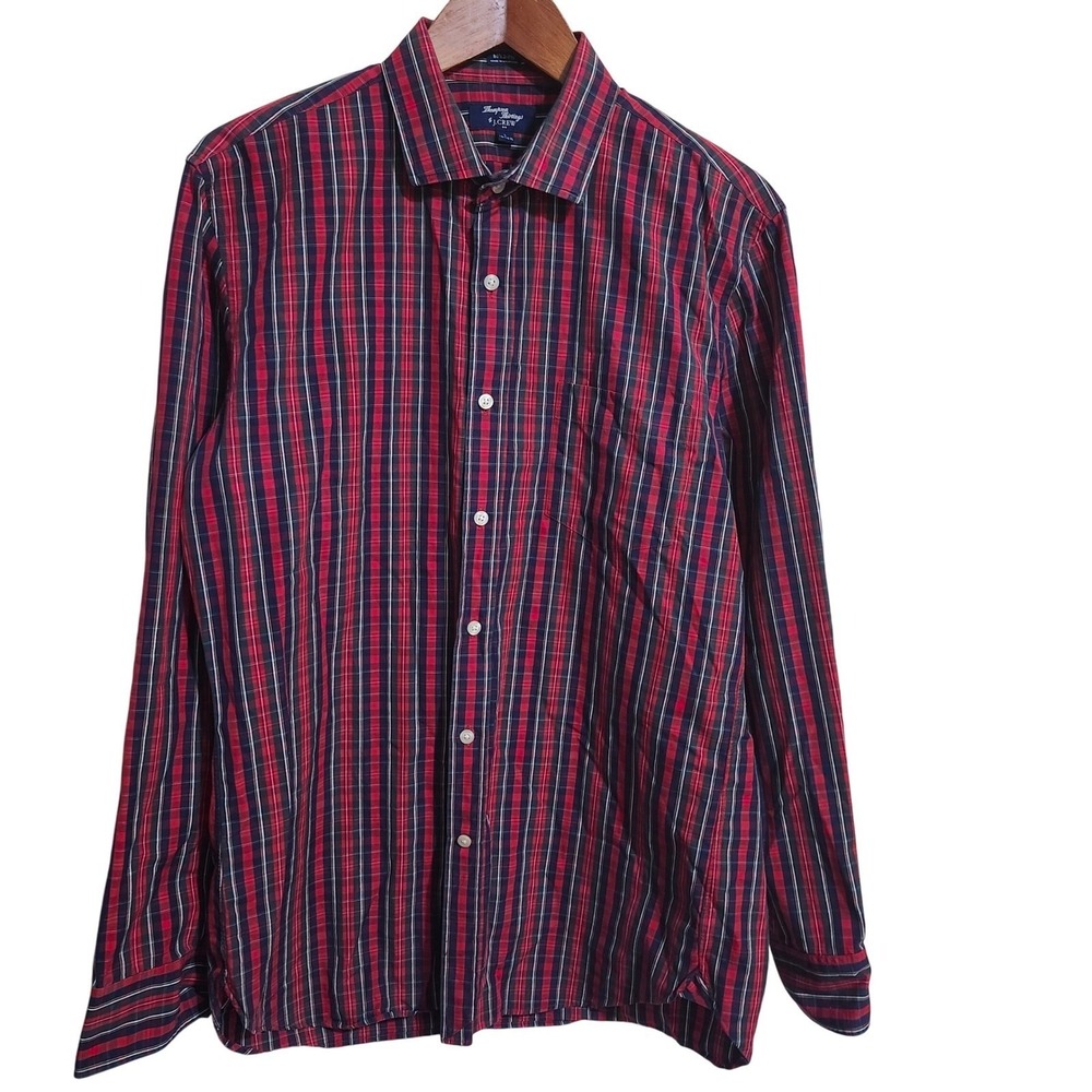 J.Crew Thompson Shirtings Mens Large Red Plaid 80s 2-Ply Cotton Button Down